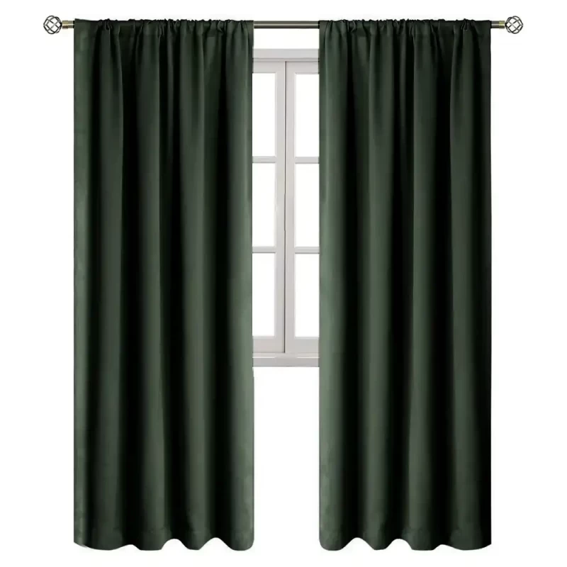 Blackout Luxury Palace Curtains - Dark Green - Single Side image